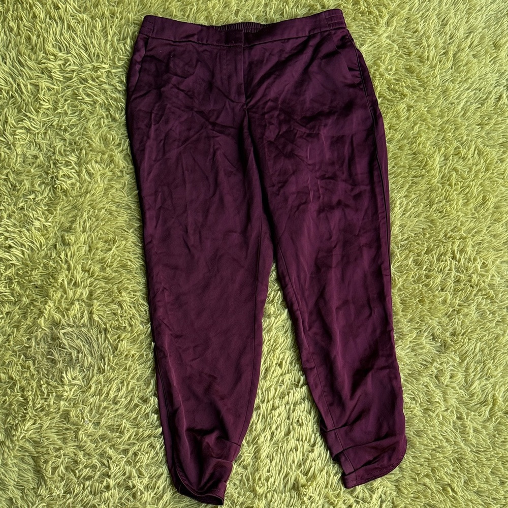 White House Black Market Burgundy Satiny Dress Pants